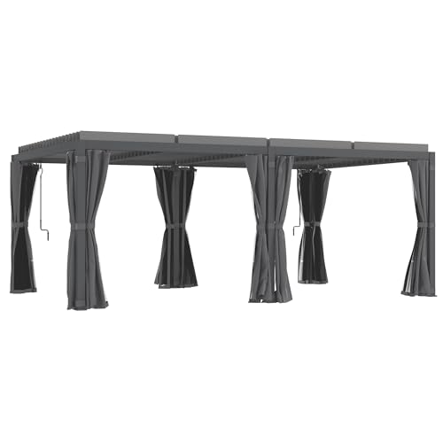 Outsunny Louvered Pergola Hardtop Gazebo with Adjustable Aluminum Roof