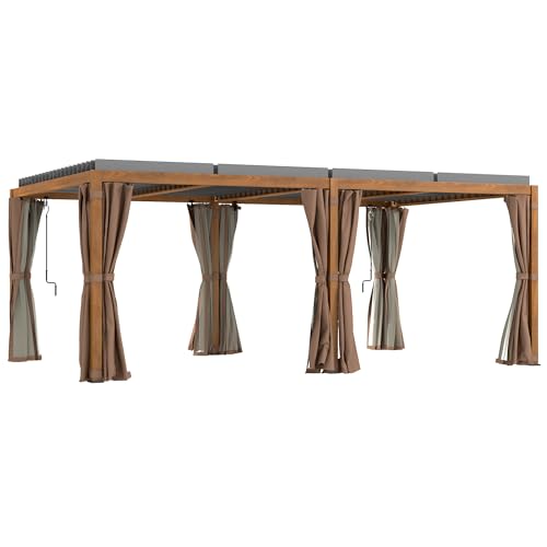 Outsunny Louvered Pergola Hardtop Gazebo with Adjustable Aluminum Roof