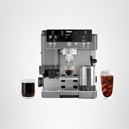 Ninja Luxe Cafe Premier Series, Espresso Machine, Drip Coffee, Rapid Cold Brew, Integrated Grinder, Hands-Free Frother, with Knock Box, Water Filter, Cleaning Tablets, Descaler, ES601GM