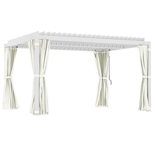 Outsunny Louvered Pergola Hardtop Gazebo with Adjustable Aluminum Roof