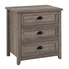 Walker Edison Hazel Modern Farmhouse 3 Drawer Framed Nightstand 25in Grey Wash
