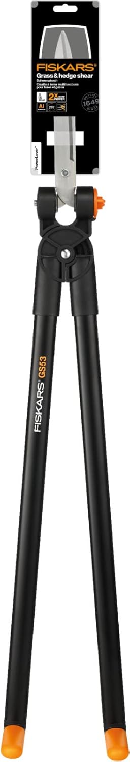 Fiskars PowerLever GS53 Grass and Hedge Shear 270° Rotating Head Black/Orange