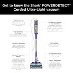 Shark POWERDETECT Ultra-Light Corded Stick Vacuum with DuoClean Technology, Self-Cleaning Brushroll for No Hair Wrap, Anti-Allergen Complete Seal, and Odor Neutralizer Technology, HZ4002