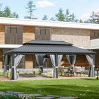 Aoxun Aluminum Hardtop Gazebo With Drainage System Gray