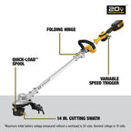 DEWALT 20V MAX* XR String Trimmer, 14-Inch, Tool Only (DCST922B)