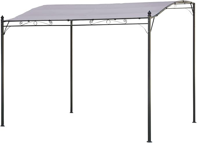 Happy Garden Nice Wall Pergola 9.8ft x 8.2ft Water Resistant Taupe