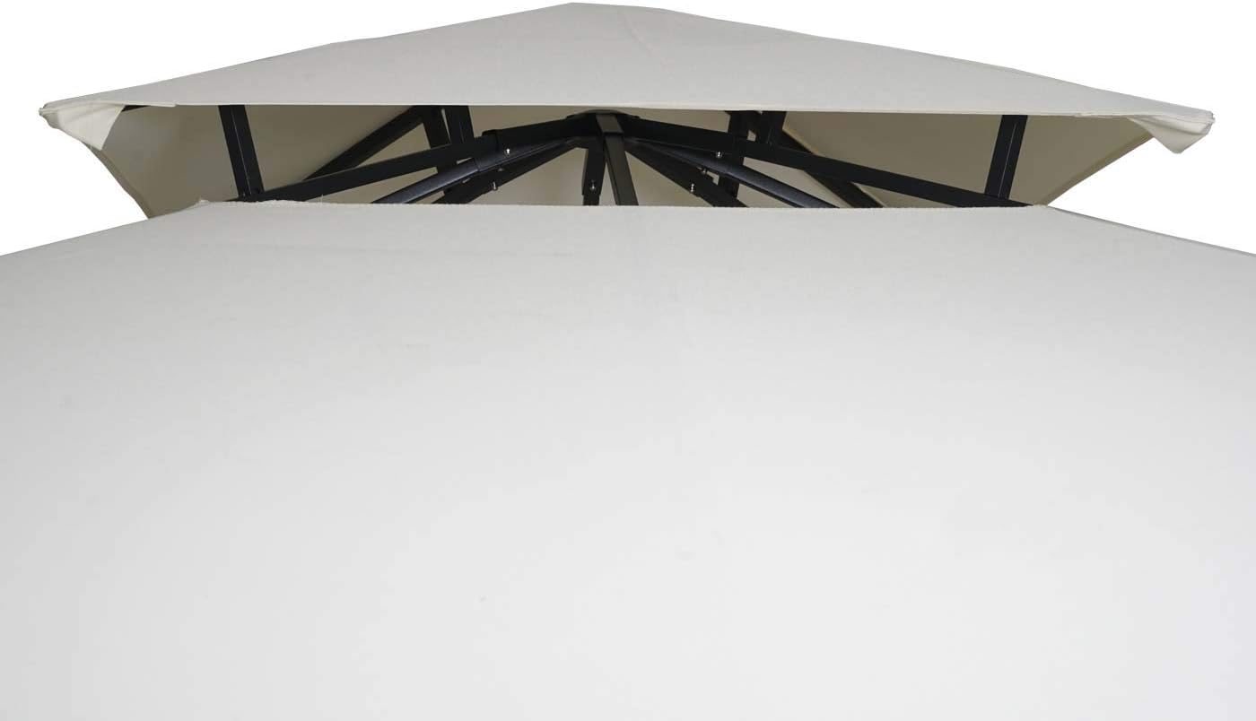Mendler HWC-F94 Gazebo Movable Sidewall Steel 2.5m Cream Beige