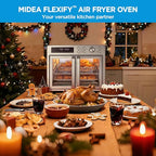 Midea Flexify French Door Toaster Oven Air Fryer Combo, 26.4 QT, Extra Large Air Fryer Countertop Oven 10-in-1 Combo, 25% Faster Cooking and 90% Less Oil, Stainless Steel