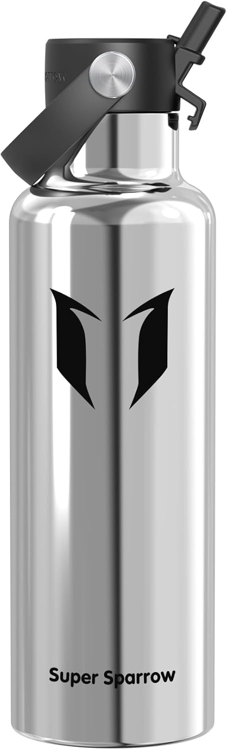 Super Sparrow FlipFlow Stainless Steel Water Bottle 500ml Grey