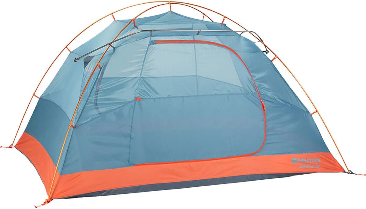 Marmot Catalyst 3 Person Camping Tent Red Sun Blue