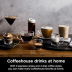 Ninja Luxe Cafe Premier Series, Espresso Machine, Drip Coffee, Rapid Cold Brew, Integrated Grinder, Hands-Free Frother, with Knock Box, Water Filter, Cleaning Tablets, Descaler, ES601GM