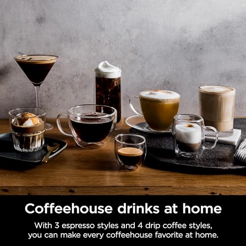 Ninja Luxe Cafe Premier Series, Espresso Machine, Drip Coffee, Rapid Cold Brew, Integrated Grinder, Hands-Free Frother, with Knock Box, Water Filter, Cleaning Tablets, Descaler, ES601GM