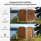 EAST OAK 12×12 FT Pop Up Canopy Tent with Mesh | Outdoor Screen House with 6 Sunshades | Instant Canopy with Portable Carry Bag | Gazebo Tent for Camping, Patio, and Beach | Beige