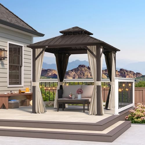 PURPLE LEAF 8 X 10 Ft Hardtop Gazebo LED Bronze