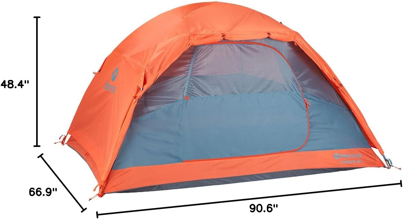 Marmot Catalyst 3 Person Camping Tent Red Sun Blue