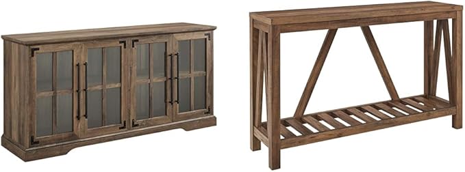 Walker Edison Abigail Farmhouse TV Stand for TVs up to 64in Rustic Oak