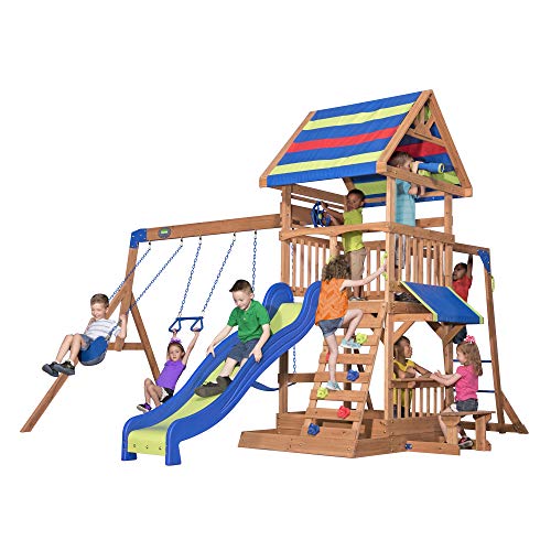 Backyard Discovery Belmont Cedar Wood Swing Set Wave Slide