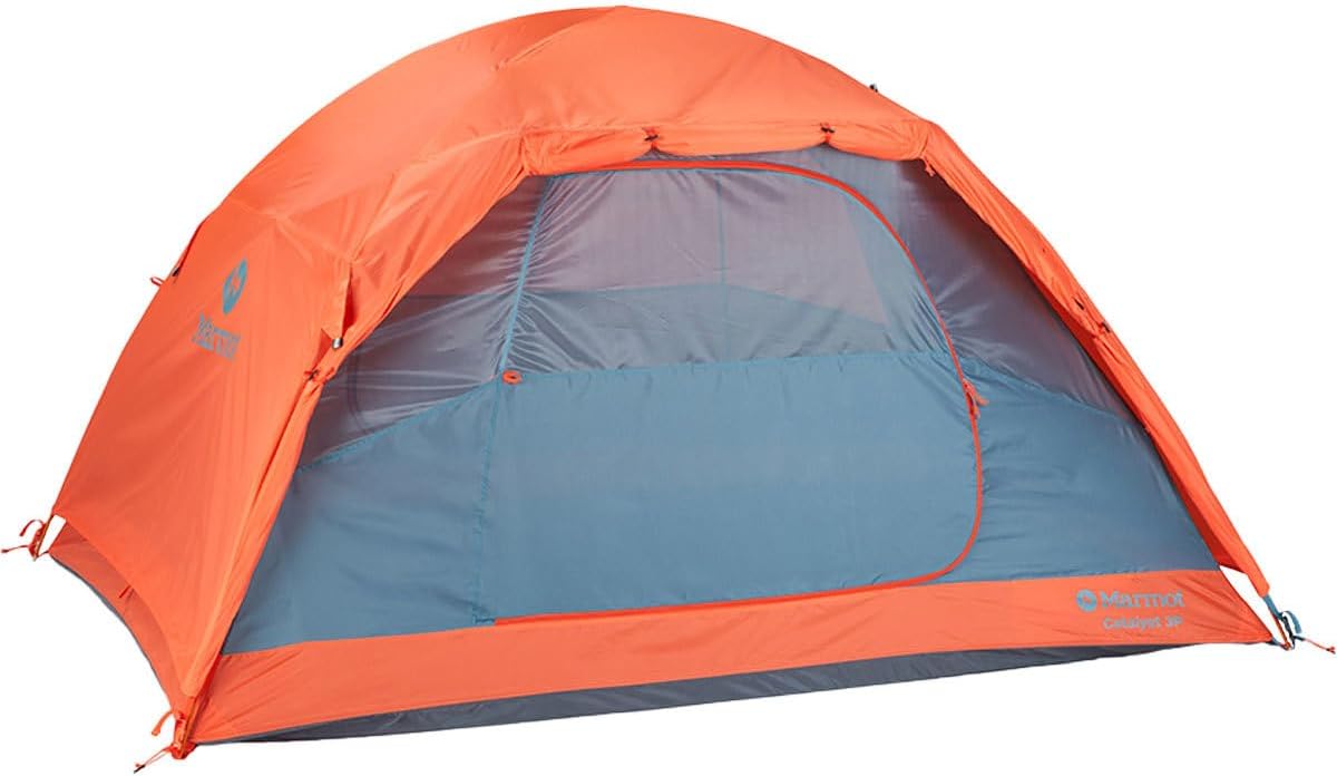 Marmot Catalyst 3 Person Camping Tent Red Sun Blue