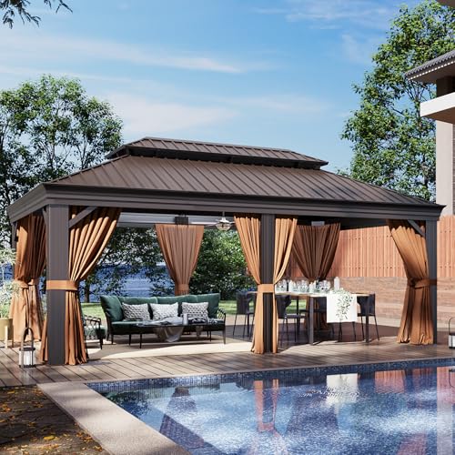 Aoxun Aluminum Hardtop Gazebo With Drainage System Gray