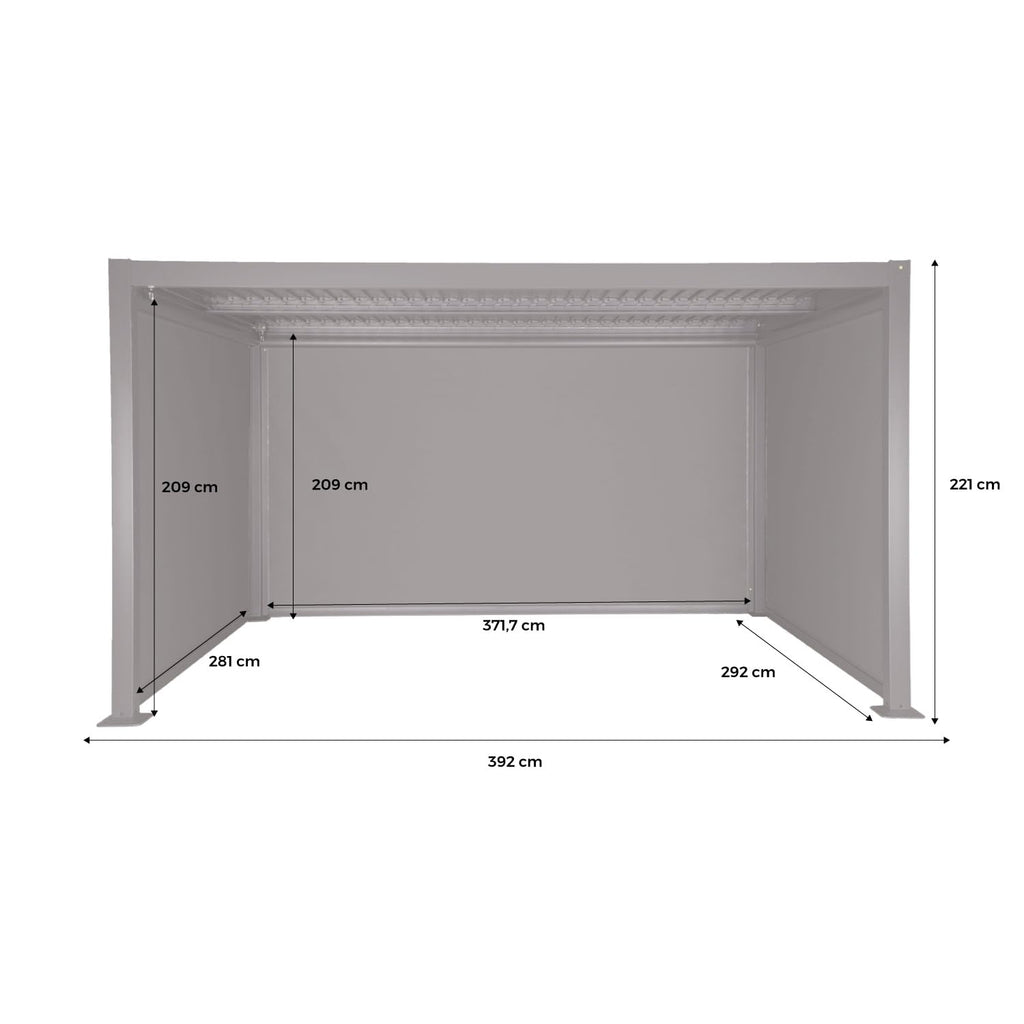 sweeek - Bioklimatische Pergola Palace 3x4m mit Lamellendach + 2 Markisen 3m + 1 Markise 4m