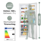 Bomann Kühlschrank mit Gefrierfach | Energieklasse D | 180cm | Kühl Gefrierkombination leise 39 dB | 4 Ablagen & 3 Schubladen | Türanschlag wechselbar | 269L Kühlgefrierkombi | KG 184.1 weiß