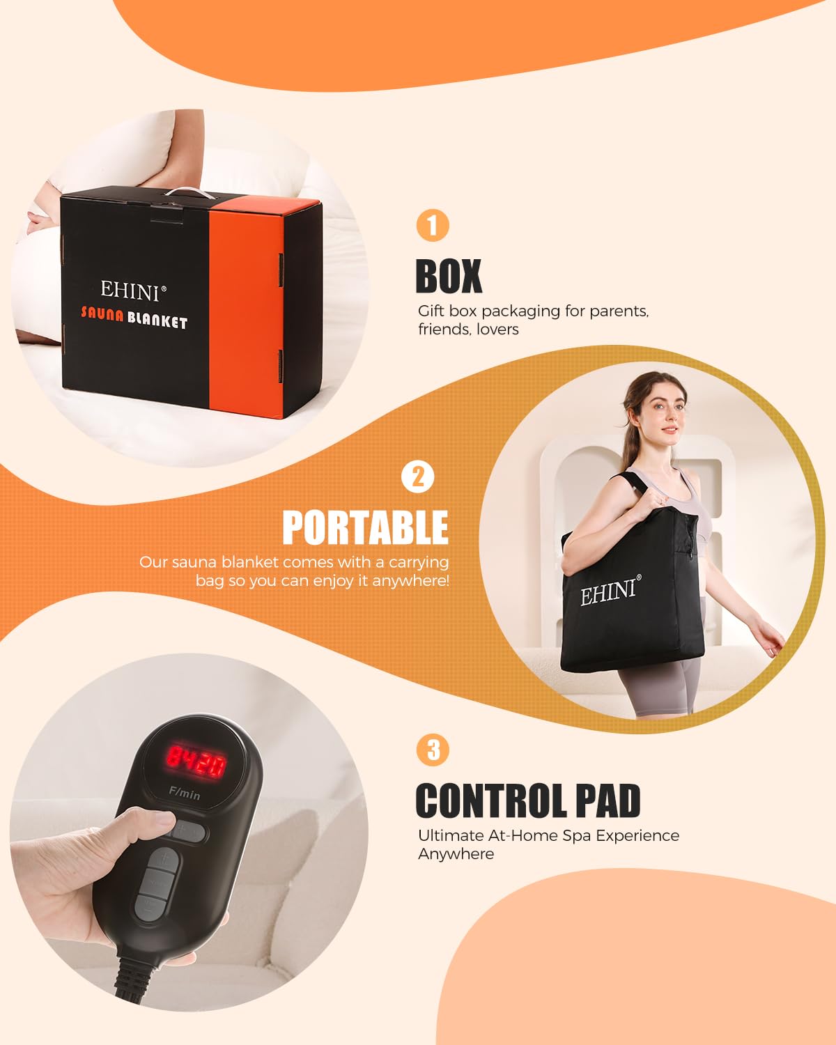 EHINI Infrared Sauna Blanket for Home Use, Portable Design for Relaxation and Detoxification Highest 176℉, 20-60 Minutes Timer, 6 ft x 2.65 ft (Black)