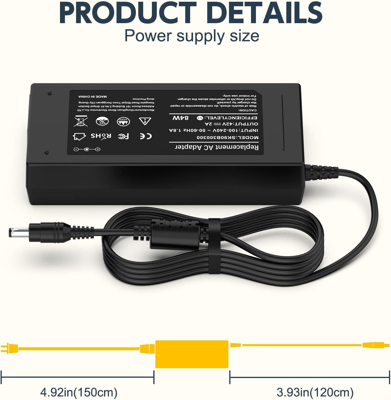 Galaxy Bang 42V 2A Charger for ANCHEER 250W/350W Bikes