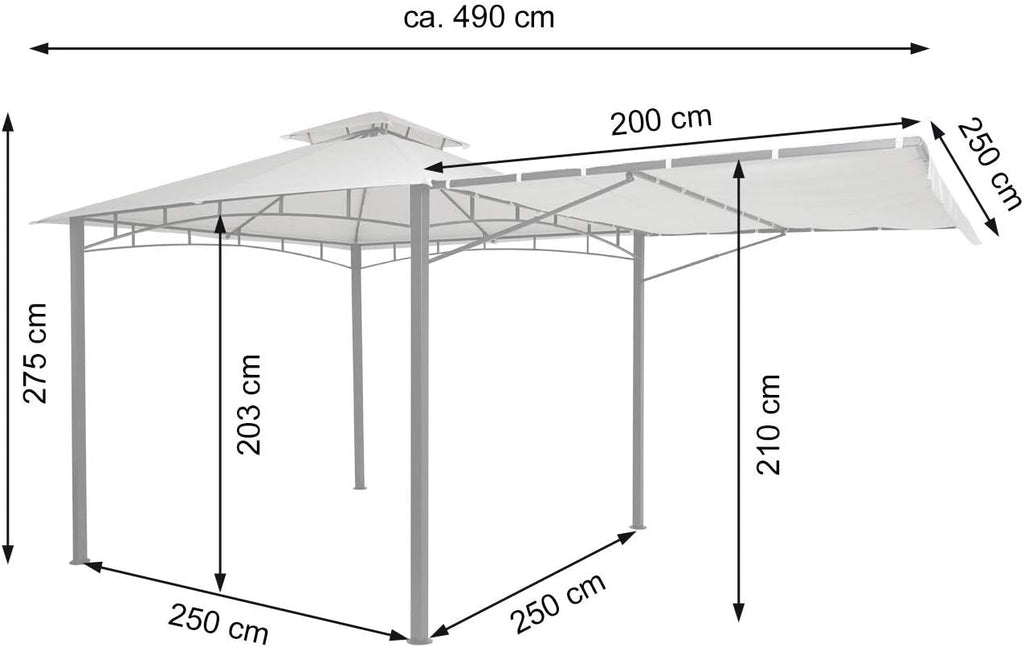 Mendler HWC-F94 Gazebo Movable Sidewall Steel 2.5m Cream Beige