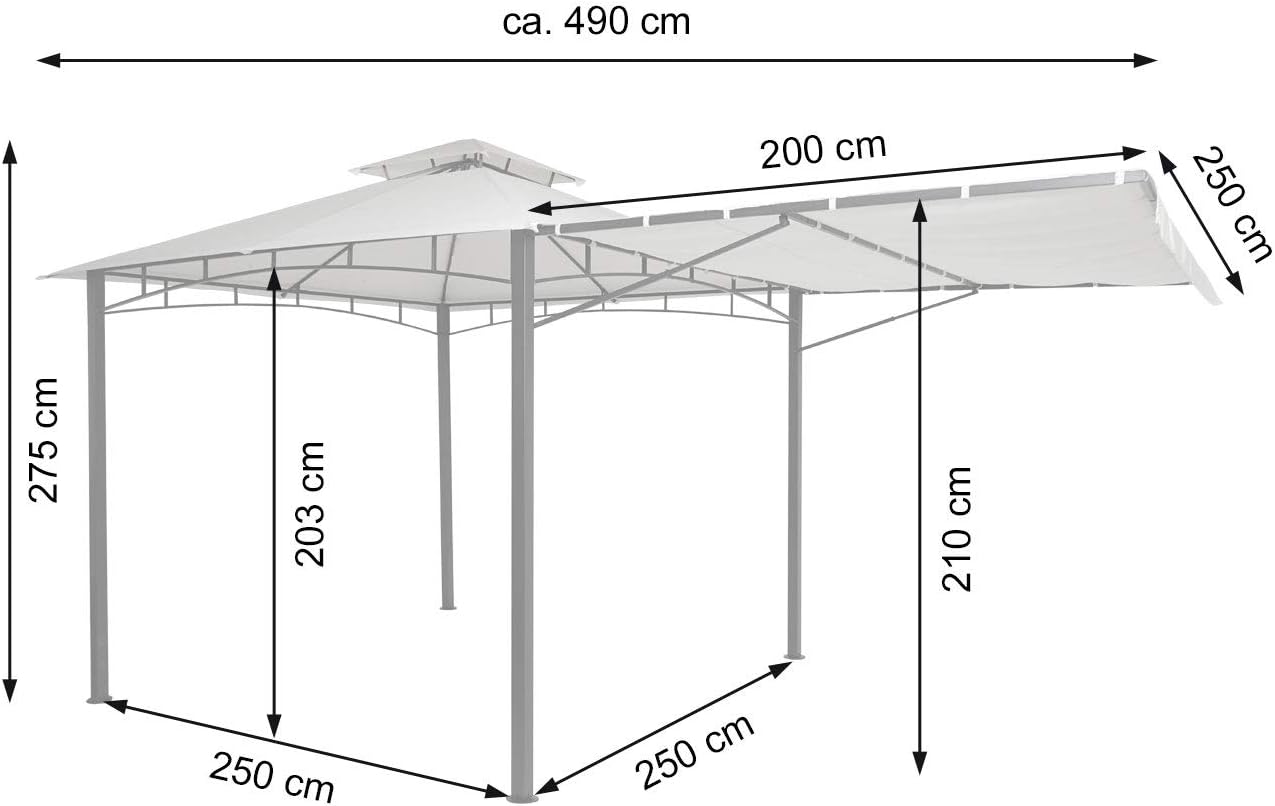 Mendler HWC-F94 Gazebo Movable Sidewall Steel 2.5m Cream Beige