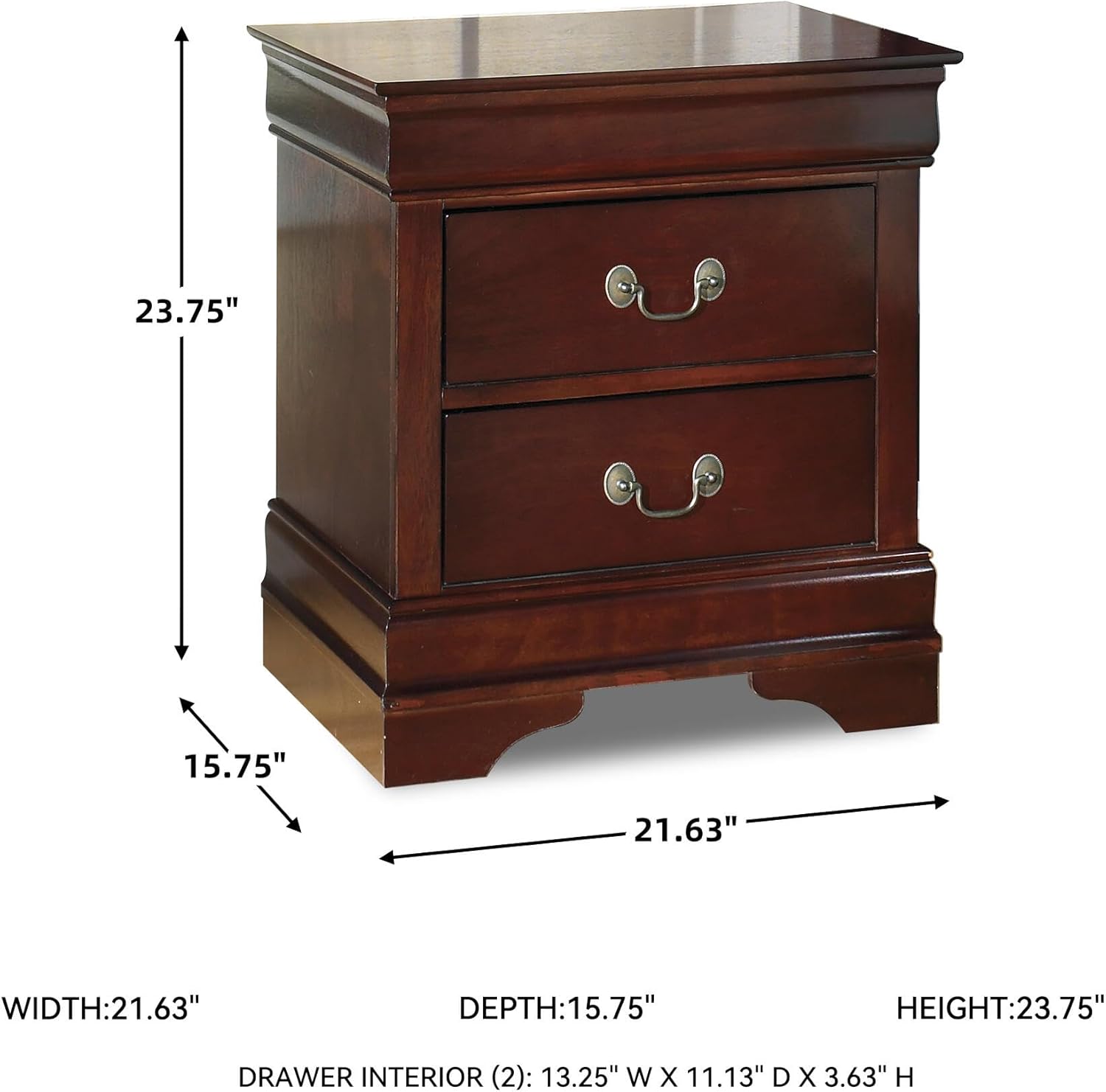 Signature Design by Ashley Alisdair Traditional 2 Drawer Nightstand Dark Brown