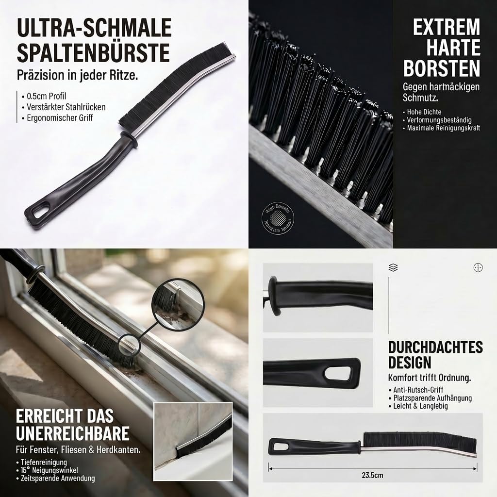 PaaoRoaru Deep Cleaning Grout Brushes Curved Head Stainless Steel