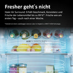 Haier Kühl Gefrierkombination 3D 60 SERIE 5 HTW5618DNMG I 1,85m, No Frost I Ergonomische Gefrierschubladen I Kühlschrank mit Gefrierfach freistehend, Fassungsvermögen 360L I Wi-Fi, smarte Kühlfächer