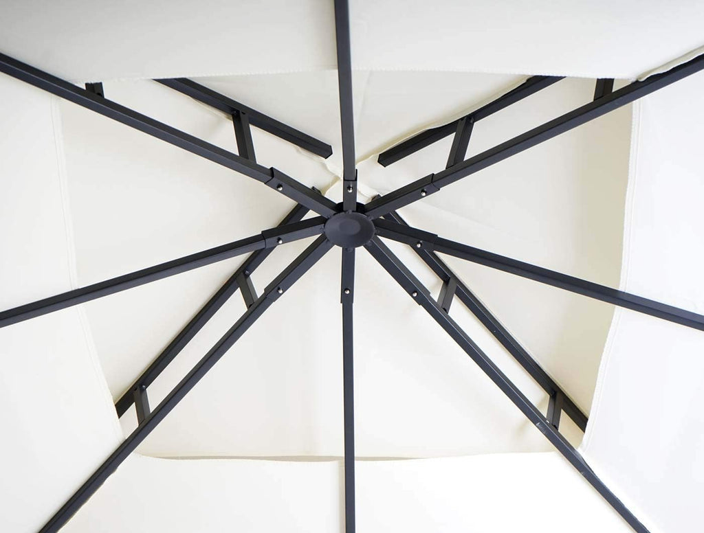 Mendler HWC-F94 Gazebo Movable Sidewall Steel 2.5m Cream Beige