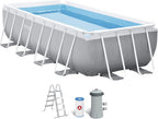 Intex Prism Frame Rectangular Above Ground Pool Set 13ft x 6.6ft x 3.3ft Gray