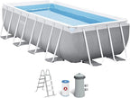 Intex Prism Frame Rectangular Above Ground Pool Set 13ft x 6.6ft x 3.3ft Gray