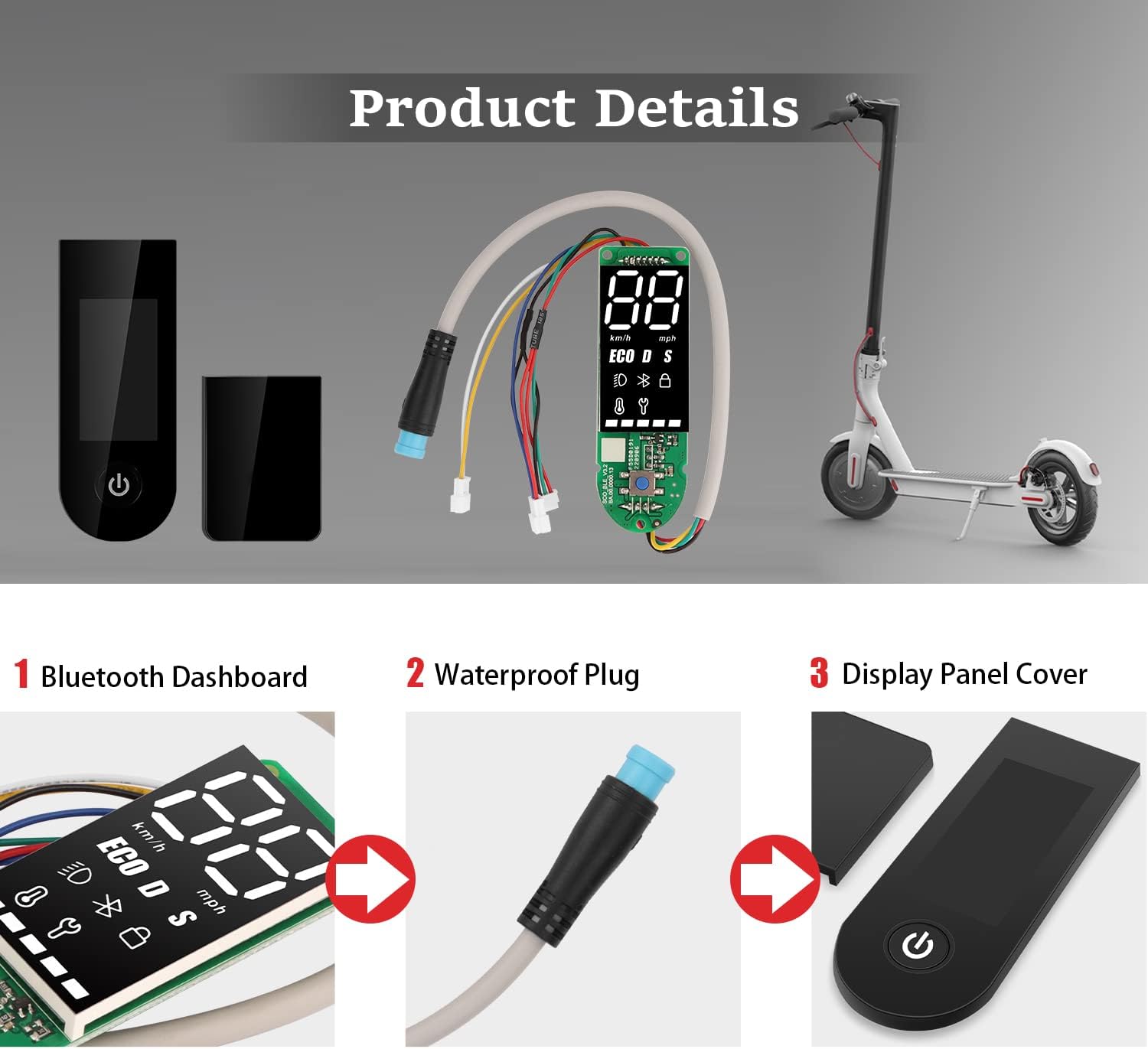 Yungeln M365 Pro Dashboard Replacement Circuit Board Cover for Xiaomi 1S