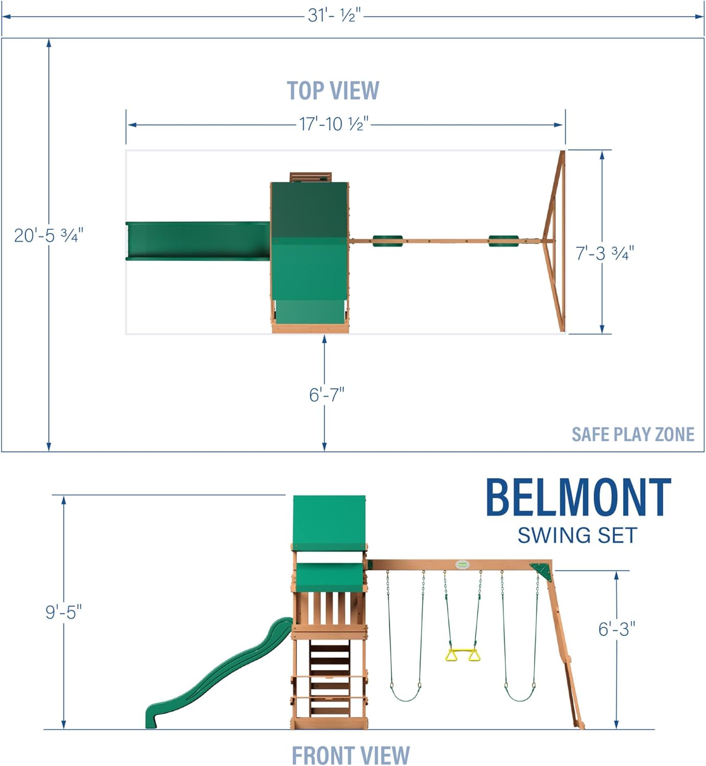 Backyard Discovery Belmont Cedar Wood Swing Set Wave Slide