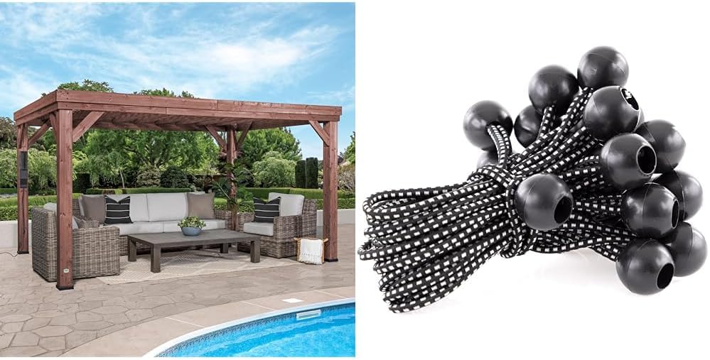 Backyard Discovery Brockton 14x10 Cedar Pergola with PowerPort and Bungee Cords