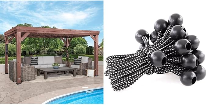 Backyard Discovery Brockton 14x10 Cedar Pergola with PowerPort and Bungee Cords