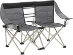 EasyGo Product Double Love Seat Oversized Camping Chair Black Grey