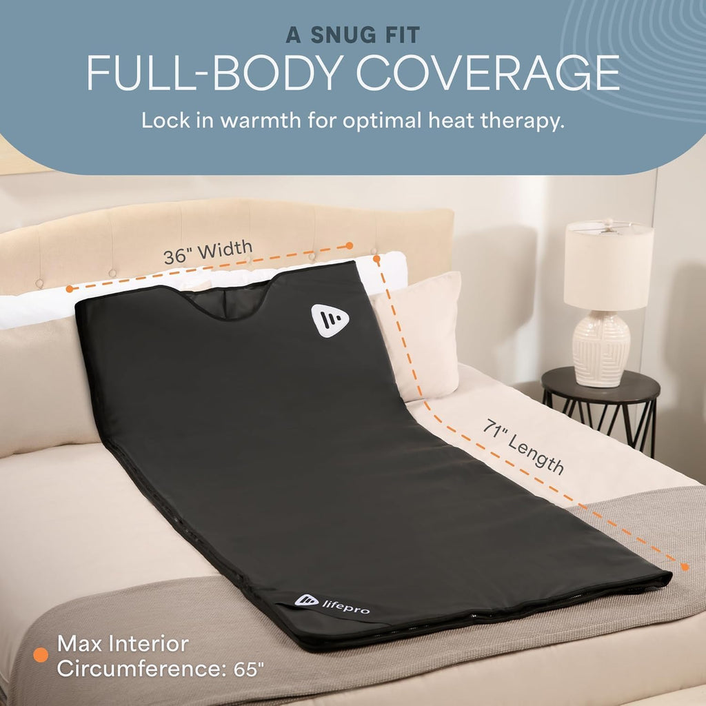 Lifepro Infrared Sauna Blanket for Detox & Relaxation – Portable Far Infrared at Home Sauna for Detox, Muscle Tension Release and Recovery – RejuvaWrap Series with Adjustable Heat Settings