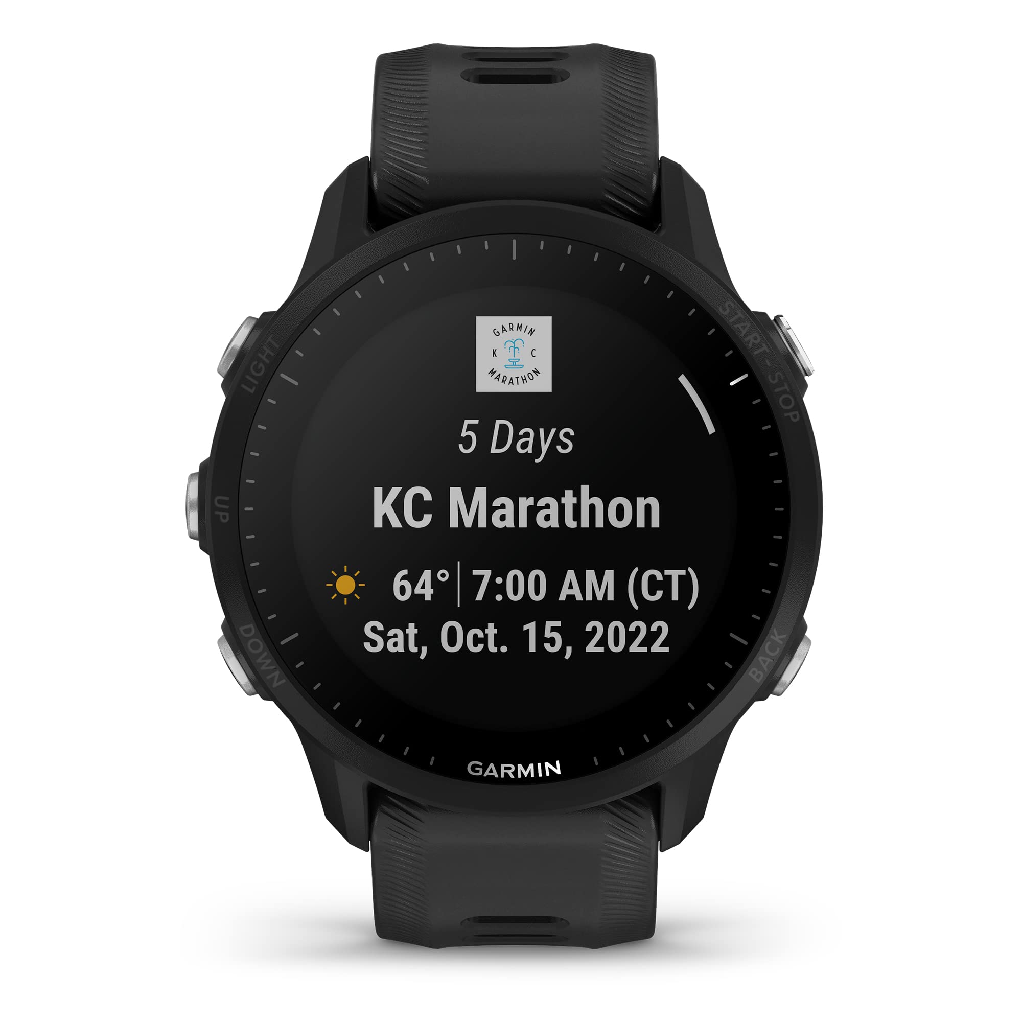 Garmin Forerunner® 955 Solar, GPS Running Smartwatch with Solar Charging Capabilities, Tailored to Triathletes, Long-Lasting Battery, Black - 010-02638-00