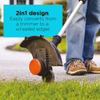 BLACK+DECKER 20V MAX Cordless String Trimmer and Edger with Spool, Battery and Charger Included, 2 Speed, 12 Inch (LST522)
