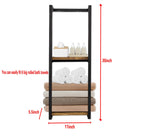 Lengfkus Modern Towel Rack for Rolled Towels,Towel Rack for Bathroom,Wall Mounted Bathroom Organizer Storage,Metal Towel Holders with Wooden Shelf,11" L x 5.5" W x 30" H,Black