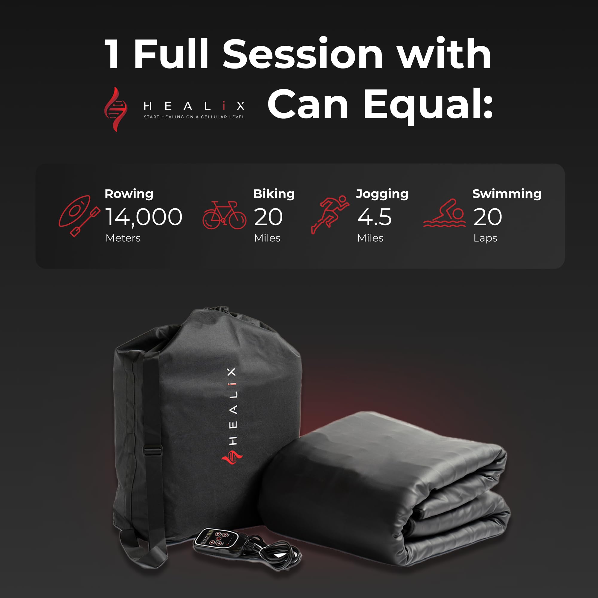 Healix Infrared Sauna Blanket Zero EMF – Portable Home Sauna Blanket for Relaxation & Wellness | Far Infrared Heating, VOC-Free, Adjustable Temp (77–176°F), Carbon Fiber Heating, Hook-and-Loop Closure