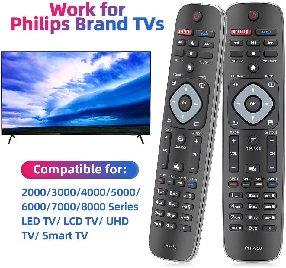 Gvirtue PHI-958 Replacement Remote for Philips LED TV