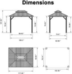 PURPLE LEAF 8 X 10 Ft Hardtop Gazebo LED Bronze