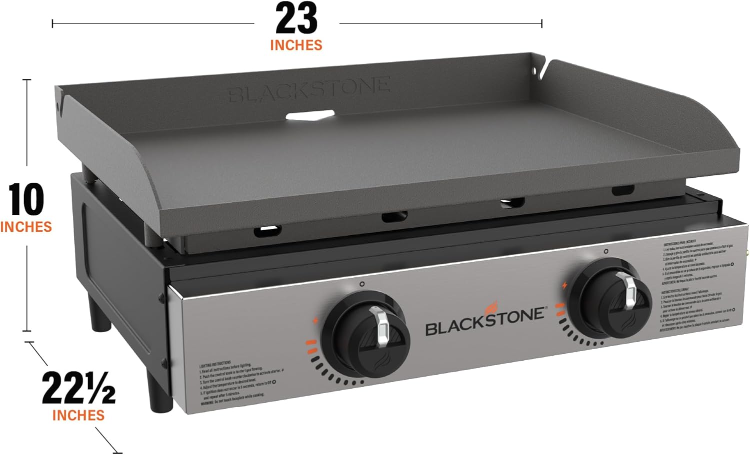 Blackstone 1666 22 Inch Tabletop Griddle Stainless Steel Faceplate Black