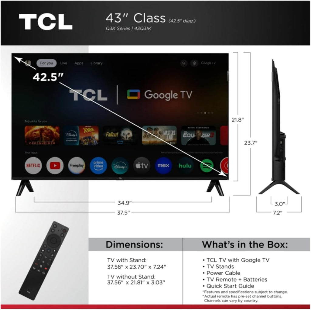 TCL 43Q51BR 43-inch QLED Smart Google TV (Renewed)
