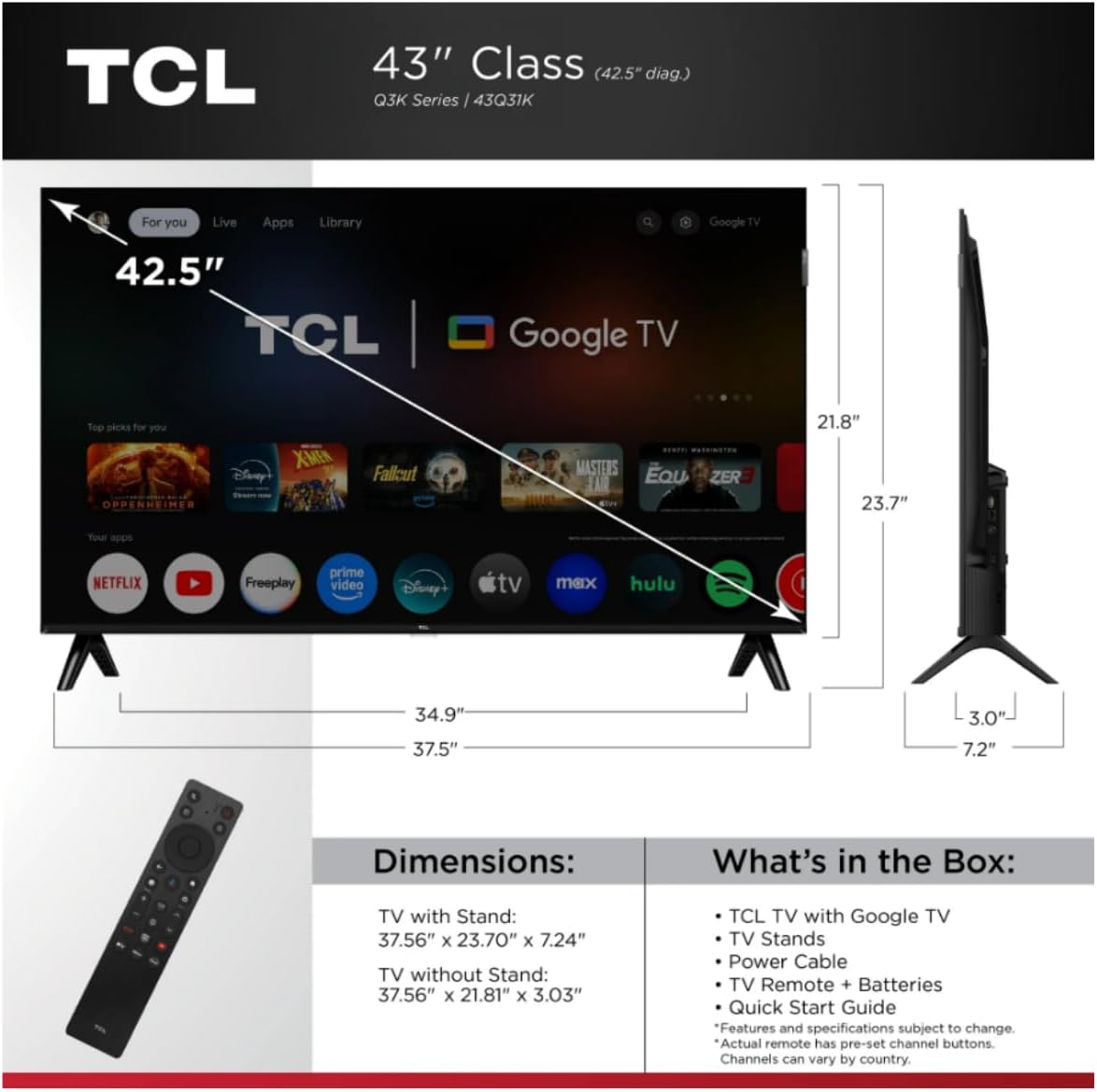 TCL 43Q51BR 43-inch QLED Smart Google TV (Renewed)